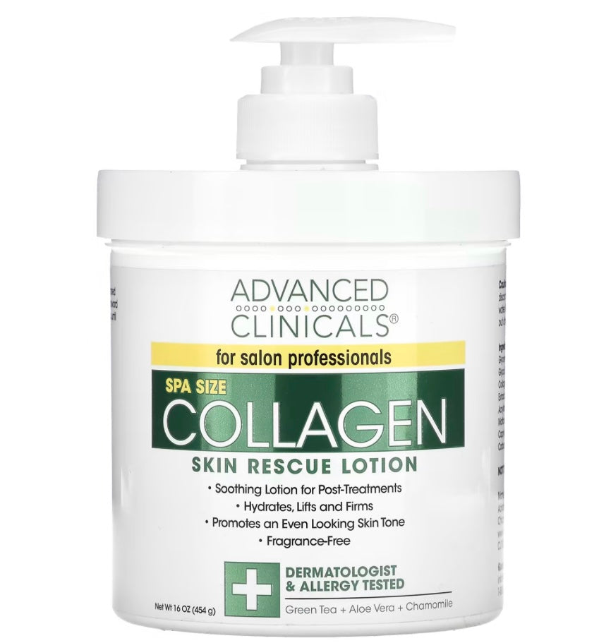 Advanced Clinicals, Collagène, Lotion de sauvetage pour la peau, sans parfum
