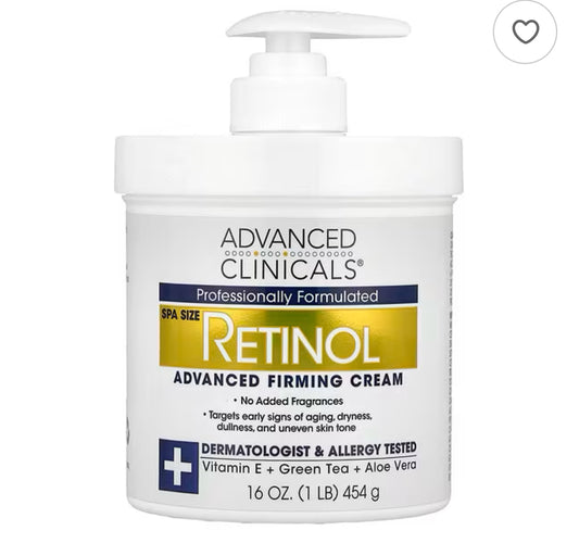 Advanced Clinicals, Rétinol, Crème raffermissante au rétinol (sans parfum ajouté)